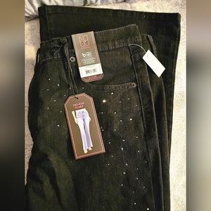 Mid Rise Rhinestone Flare Jeans size 15 No Boundaries NWT BLACK